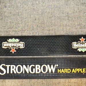 Set Of 2 Bar Edge Rubber Mats Heineken Strongbow Barware Decor Entertaining
